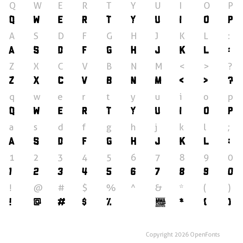 Character Map of MMA champ Regular