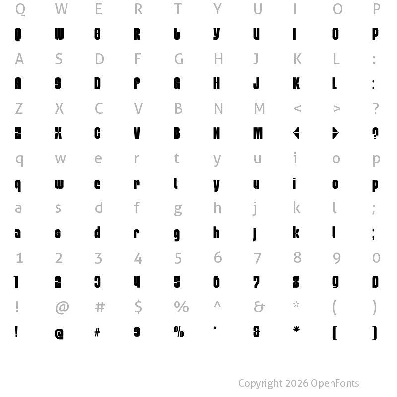 Character Map of Mobley Sans Condensed