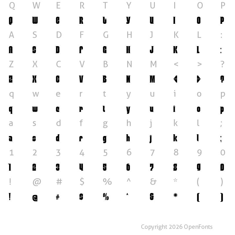 Character Map of Mobley Serif Condensed
