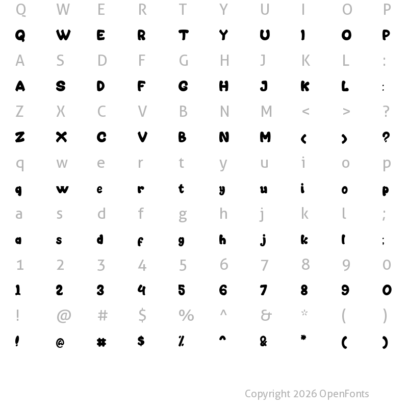 Character Map of Mocca Sweet Regular
