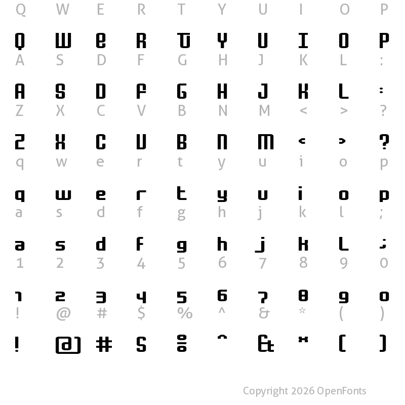 Character Map of Mocha Extended Regular