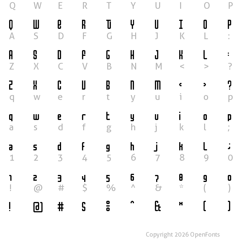 Character Map of Mocha Regular