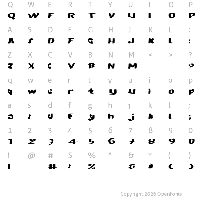 Character Map of MODERN hand fraktur Regular