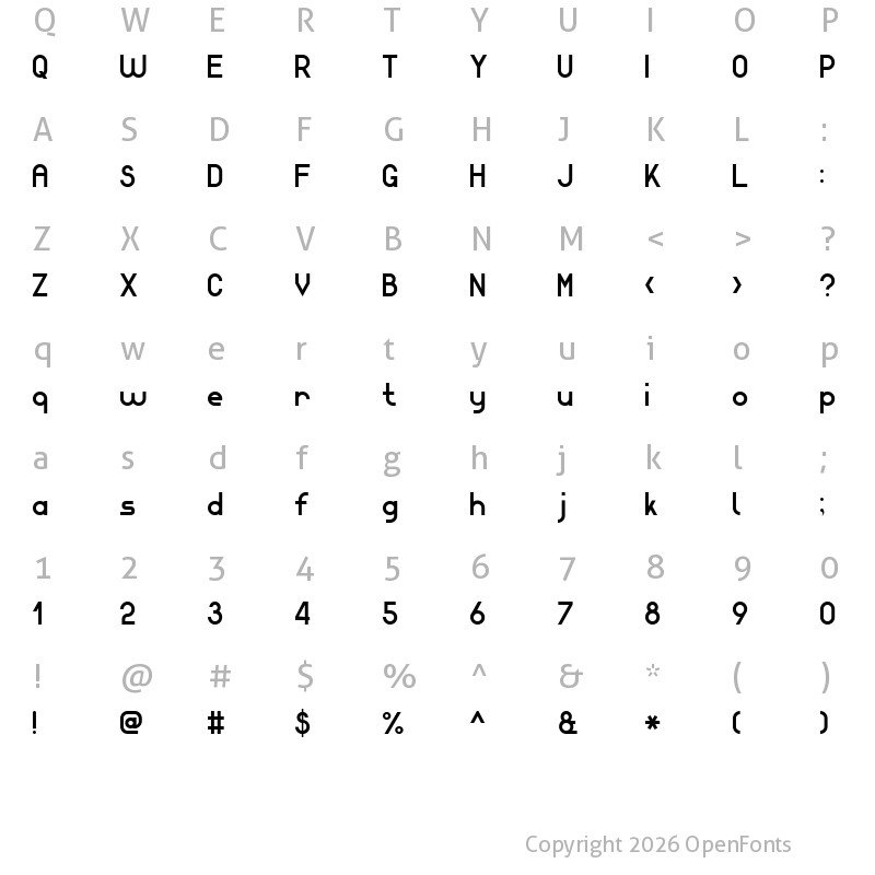 Character Map of Modern Sans Serif 7 Regular