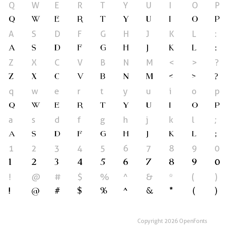 Character Map of Modern Serif Regular