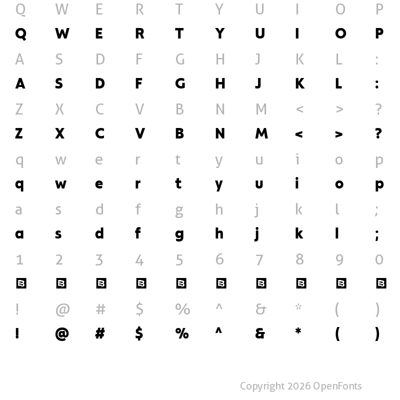 Character Map of Modeska Trial Extra Bold