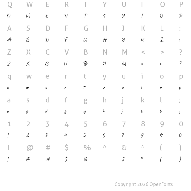 Character Map of Modesty Regular
