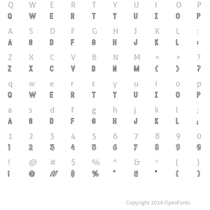Character Map of MODULAR Outline 14