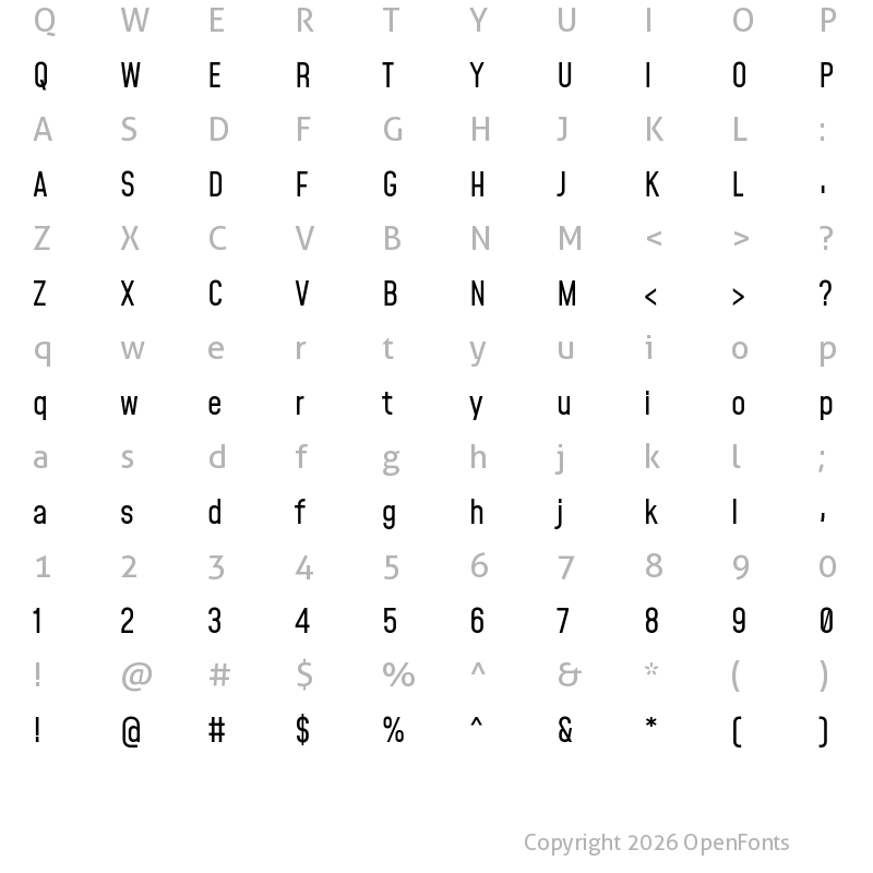 Character Map of Mohave Regular
