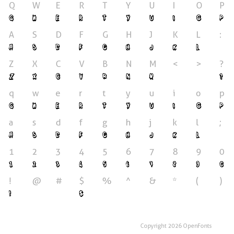 Character Map of Moi je men fou Regular