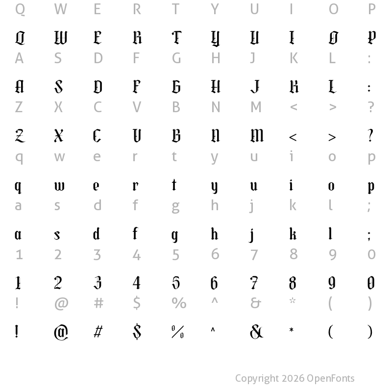 Character Map of Mokgech Italic