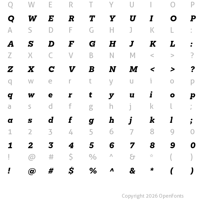 Character Map of Mokoko ExtraBold Italic
