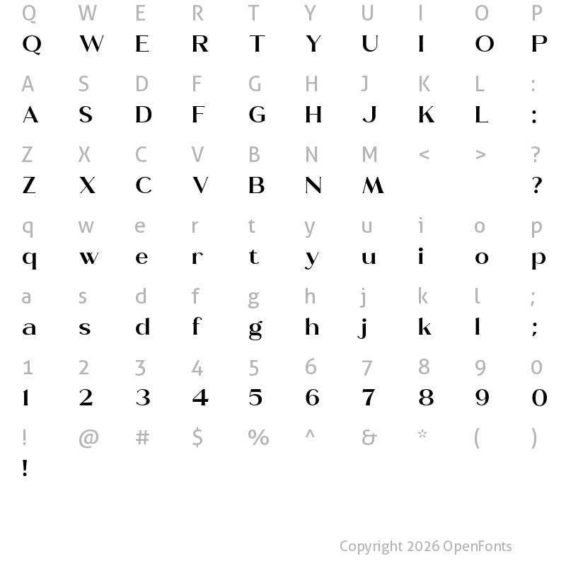 Character Map of Moldern Regular