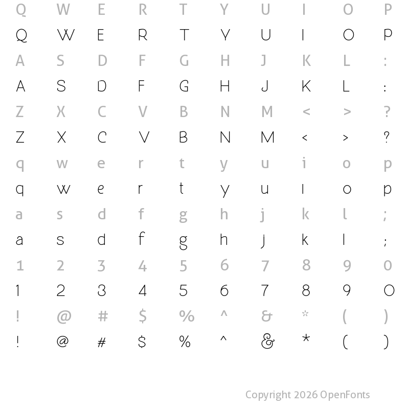 Character Map of Molga Regular