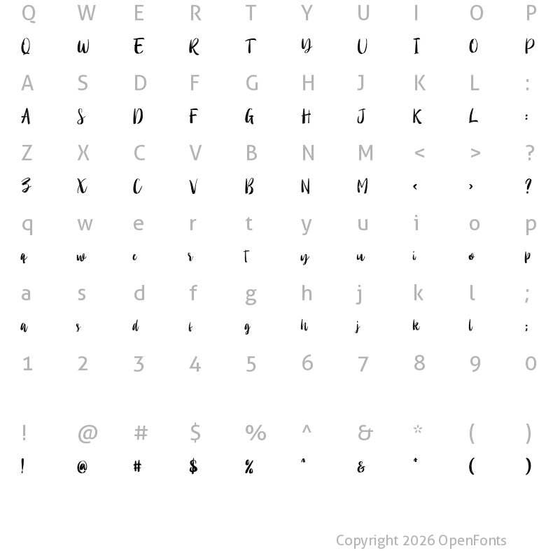 Character Map of Molliquam Regular
