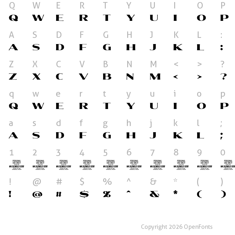 Character Map of Molly Serif E PERSONAL Black