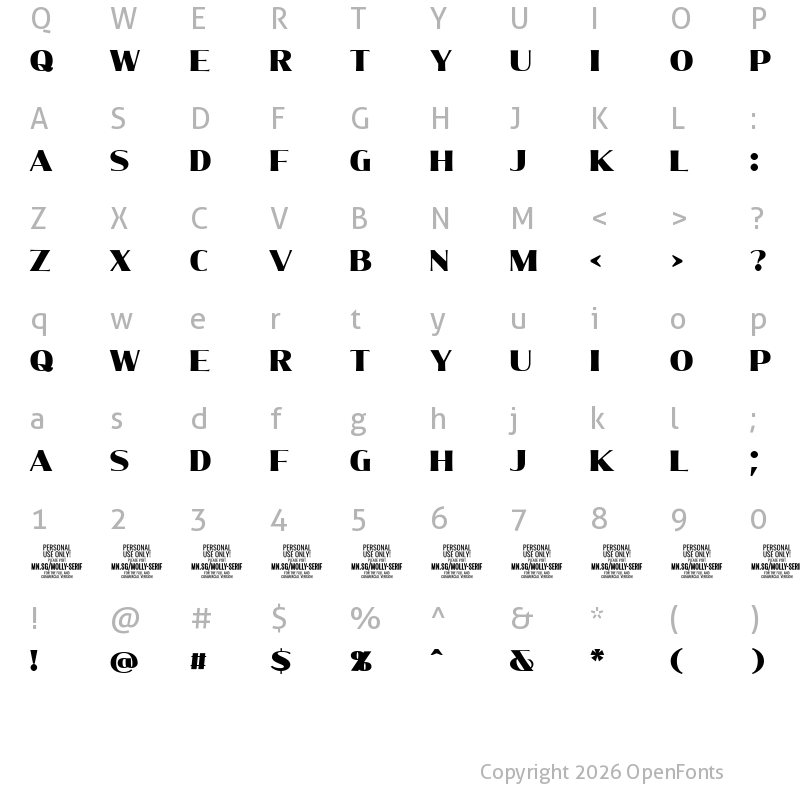 Character Map of Molly Serif N PERSONAL Black