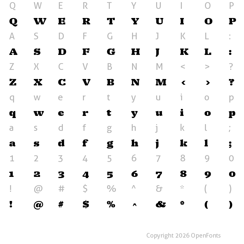 Character Map of Molto Fat