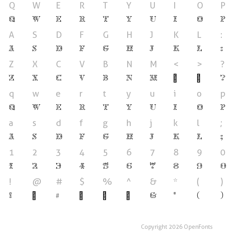 Character Map of Mon Nicolette Toscane Regular