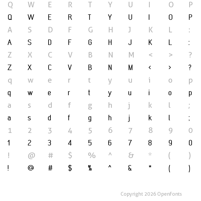 Character Map of MonaBella Regular