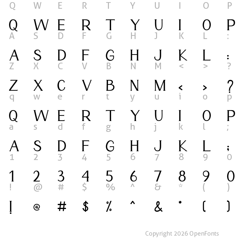 Character Map of Monaline Regular