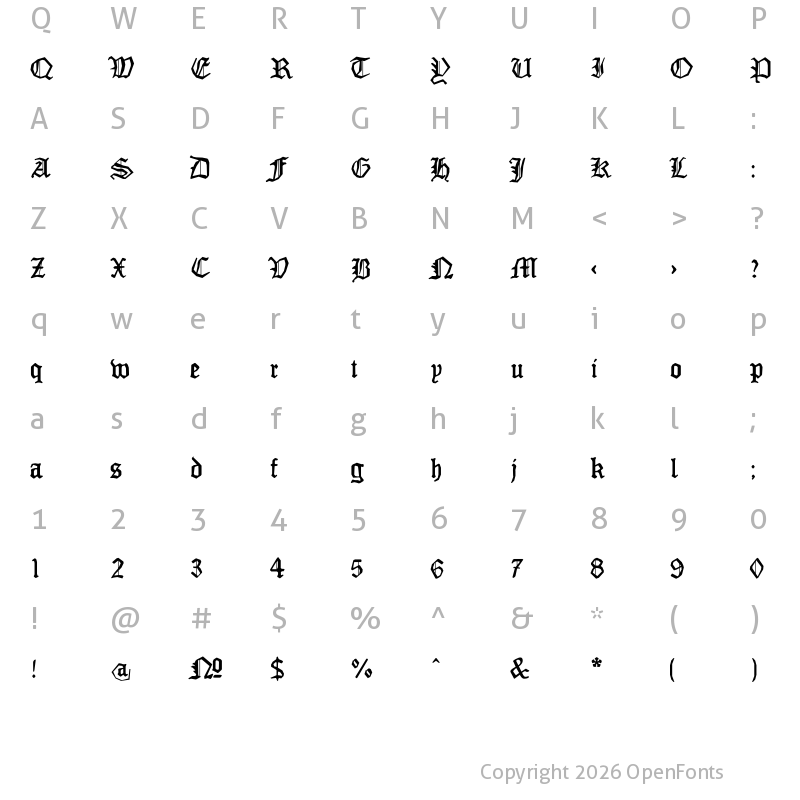 Character Map of MonAmourFraktur-Broken Regular
