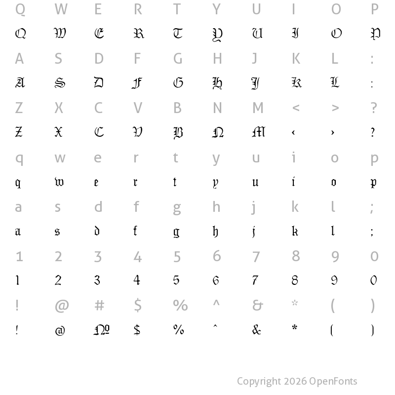 Character Map of MonAmourFraktur Regular