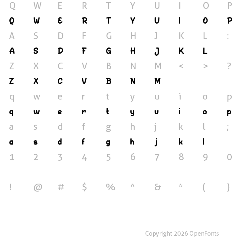 Character Map of Monapella Regular