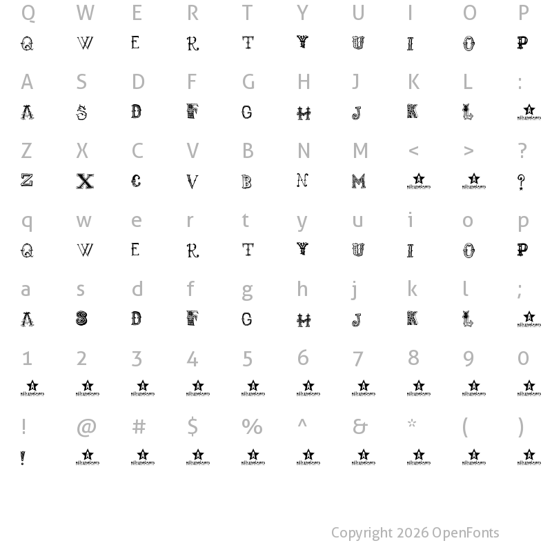 Character Map of monbijoux Regular