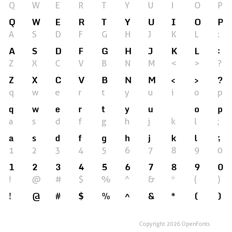 Character Map of Monda Bold