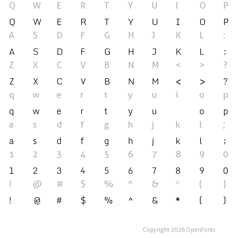 Character Map of Monda Light