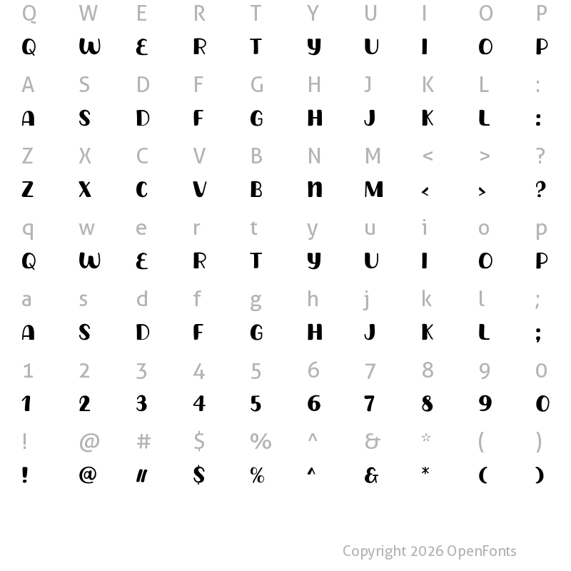 Character Map of Monday Banana Regular