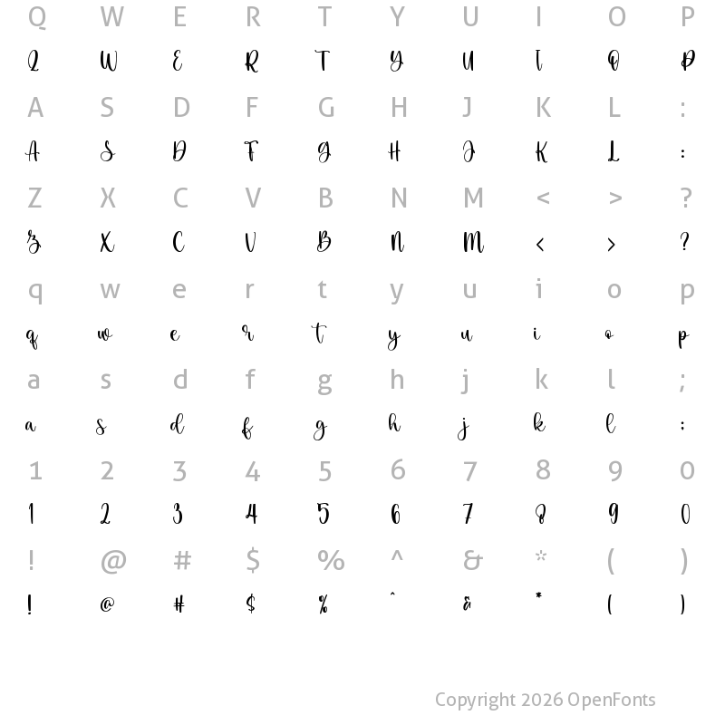 Character Map of monday Regular