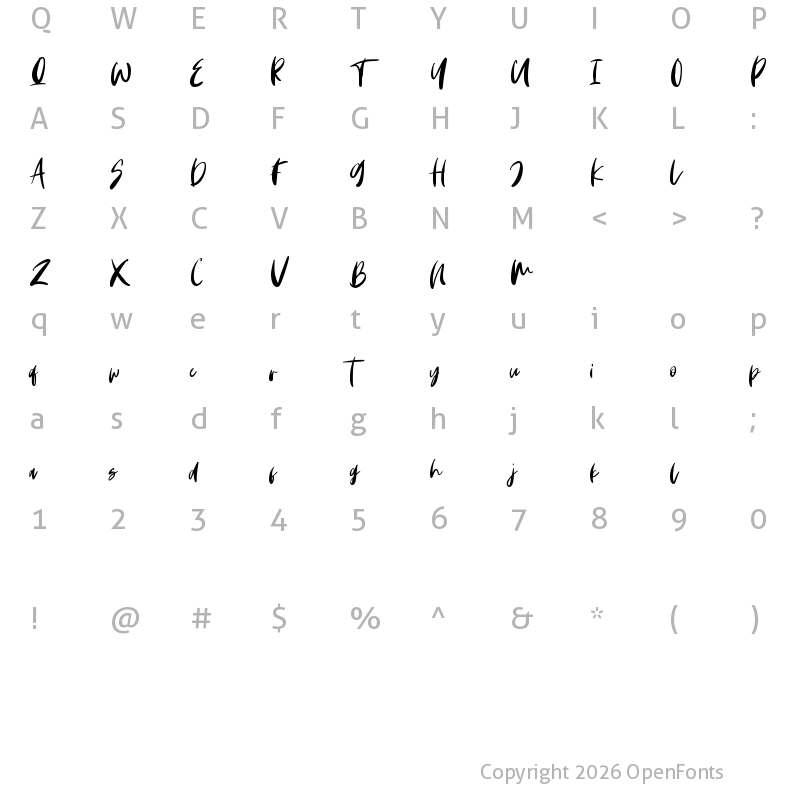 Character Map of Monday Vibes Regular