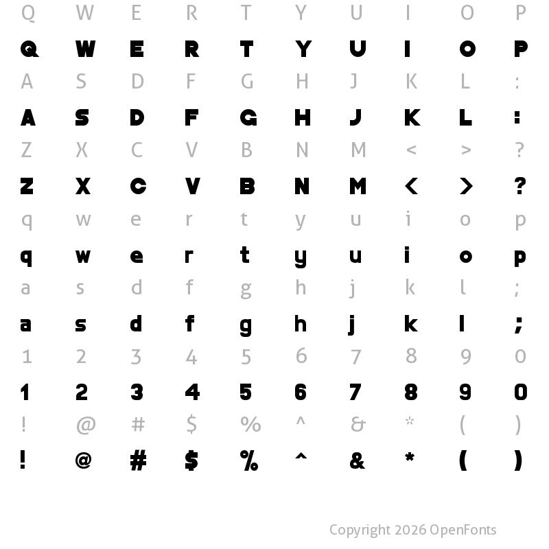 Character Map of Mondo Cane Regular