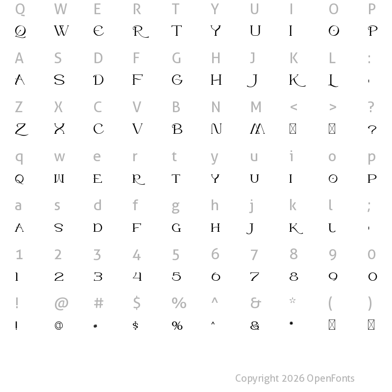 Character Map of MONESA Regular