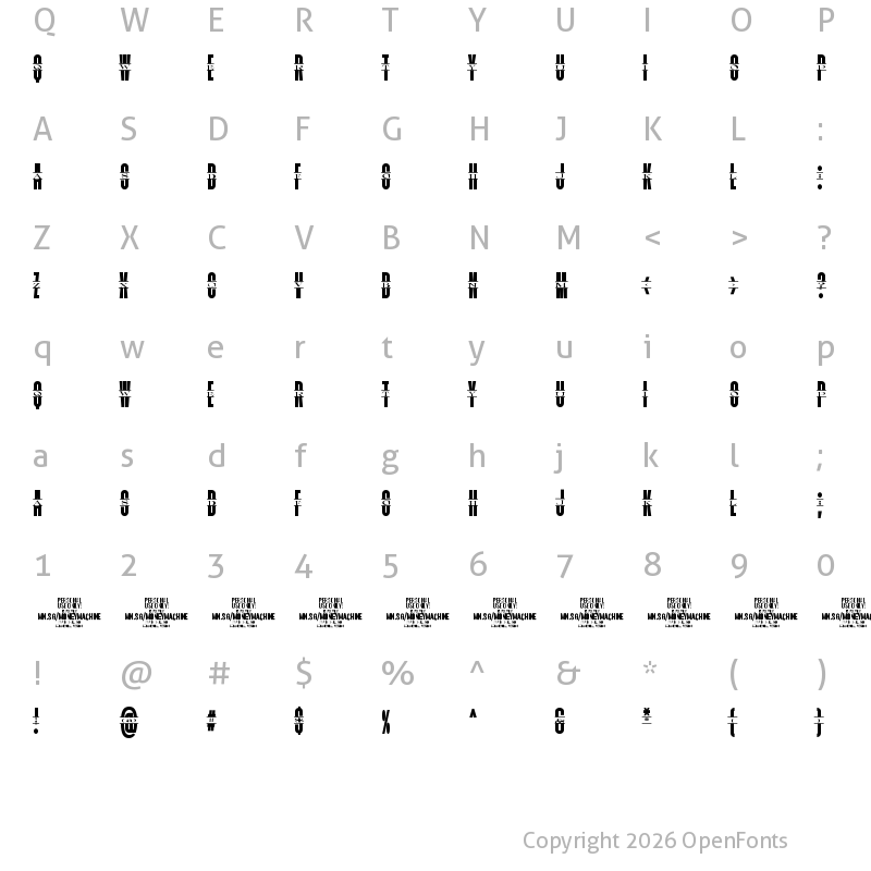 Character Map of Moneymachine PERSONAL Regular