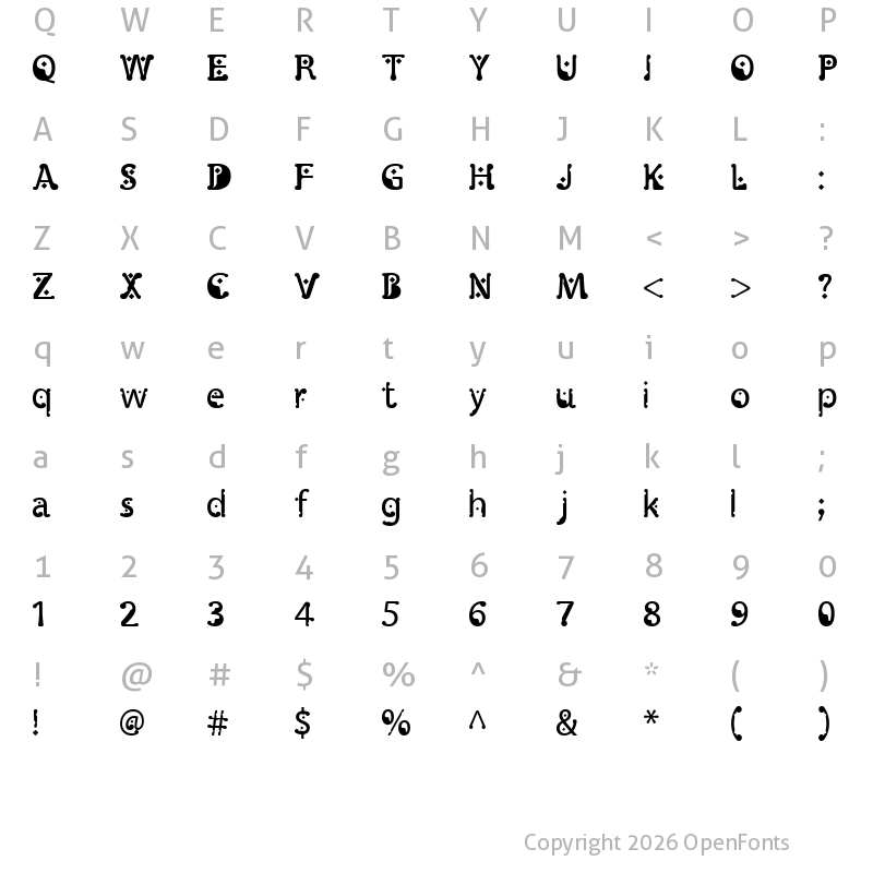 Character Map of Monggo Pinarak Regular