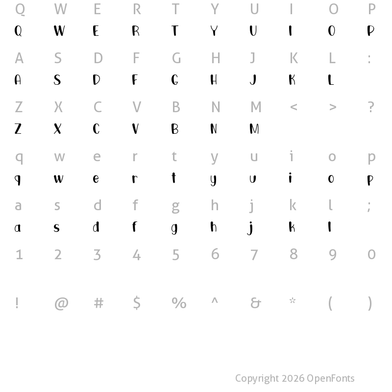 Character Map of Mongkey werch demo Regular