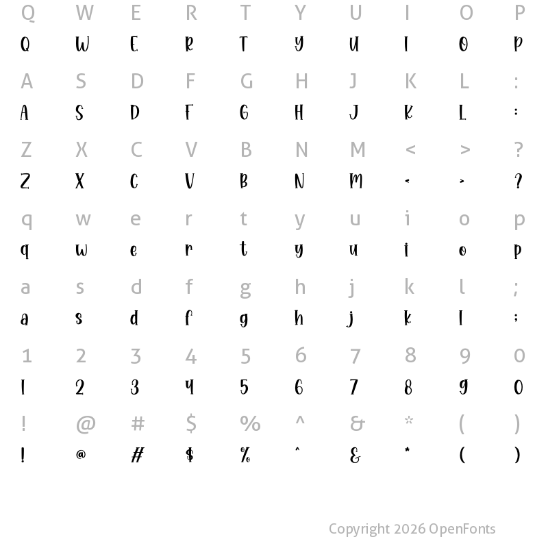 Character Map of Monkey Boots Regular