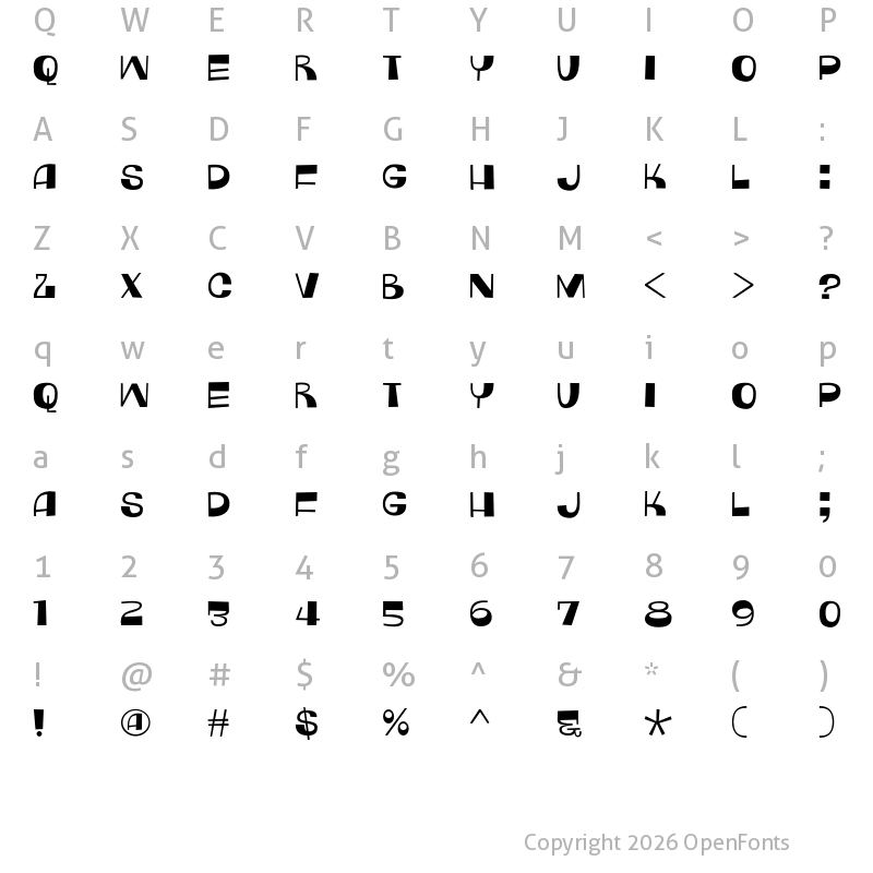 Character Map of Monkey Hat DEMO Regular