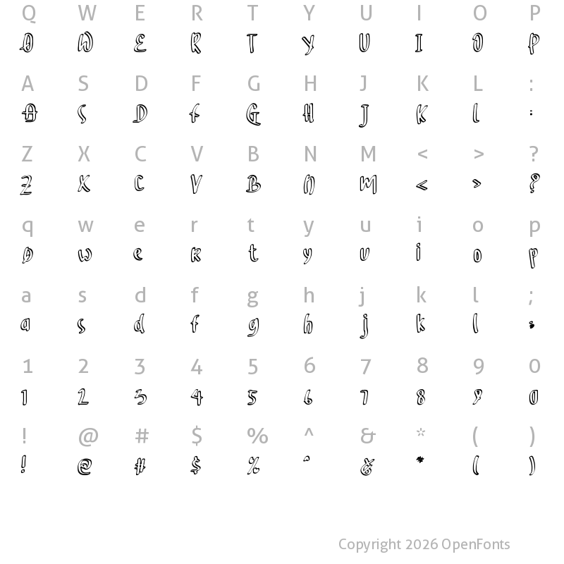 Character Map of Monkey Regular