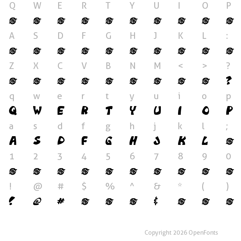 Character Map of Monkeyboy Regular