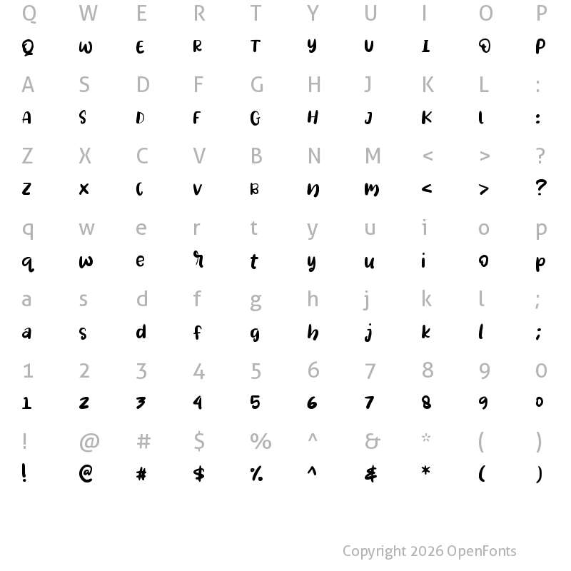 Character Map of MonkeyRocket Regular