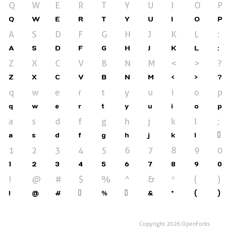 Character Map of Monkhang Bold