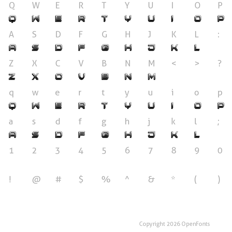 Character Map of Monochrome Regular