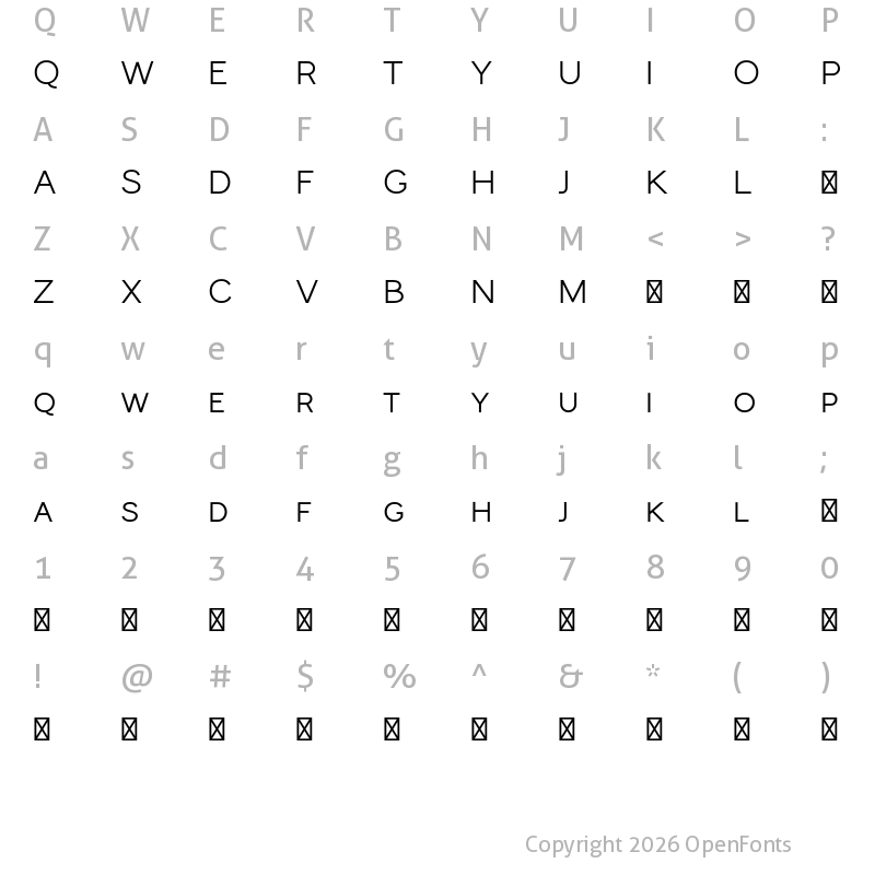 Character Map of Monocole Free Semi Bold