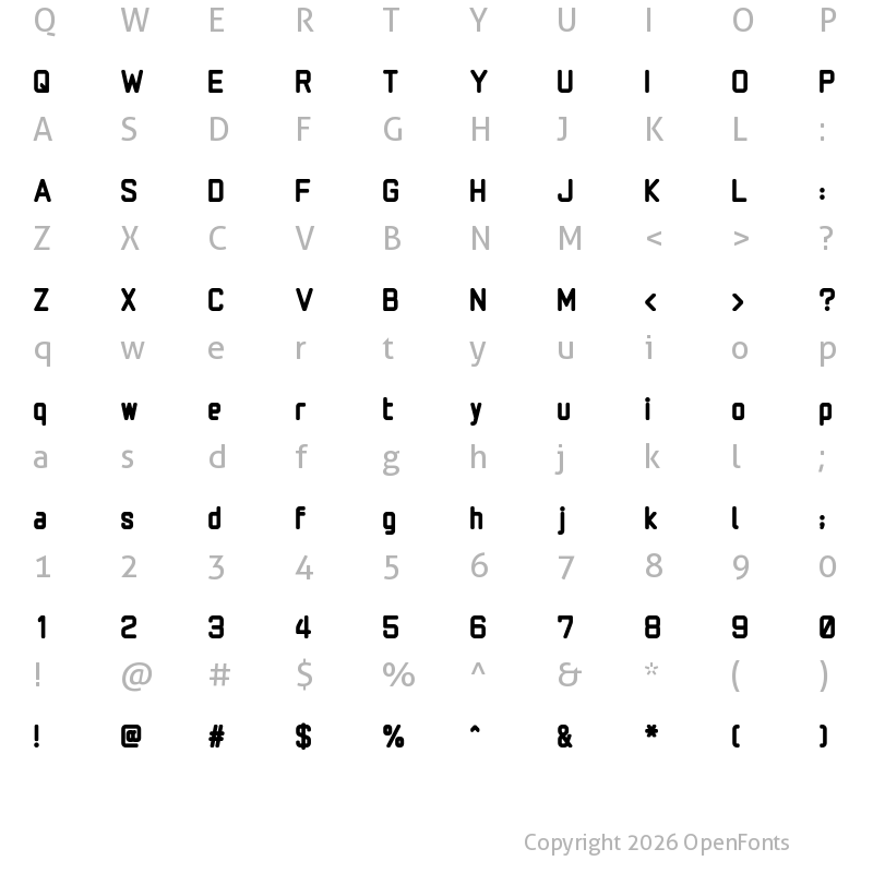 Character Map of Monomaniac One Regular