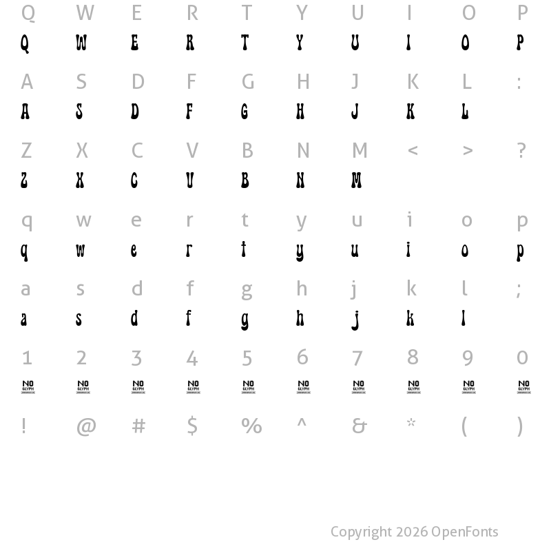 Character Map of Monoway Groovey Regular