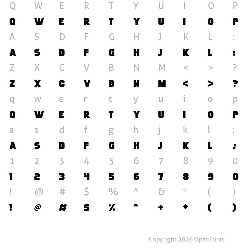 Character Map of Monster Bites Regular